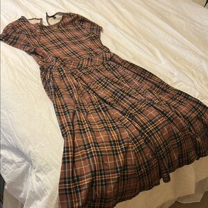 Torrid Brown and Black Midi Sundress with Crew Neck